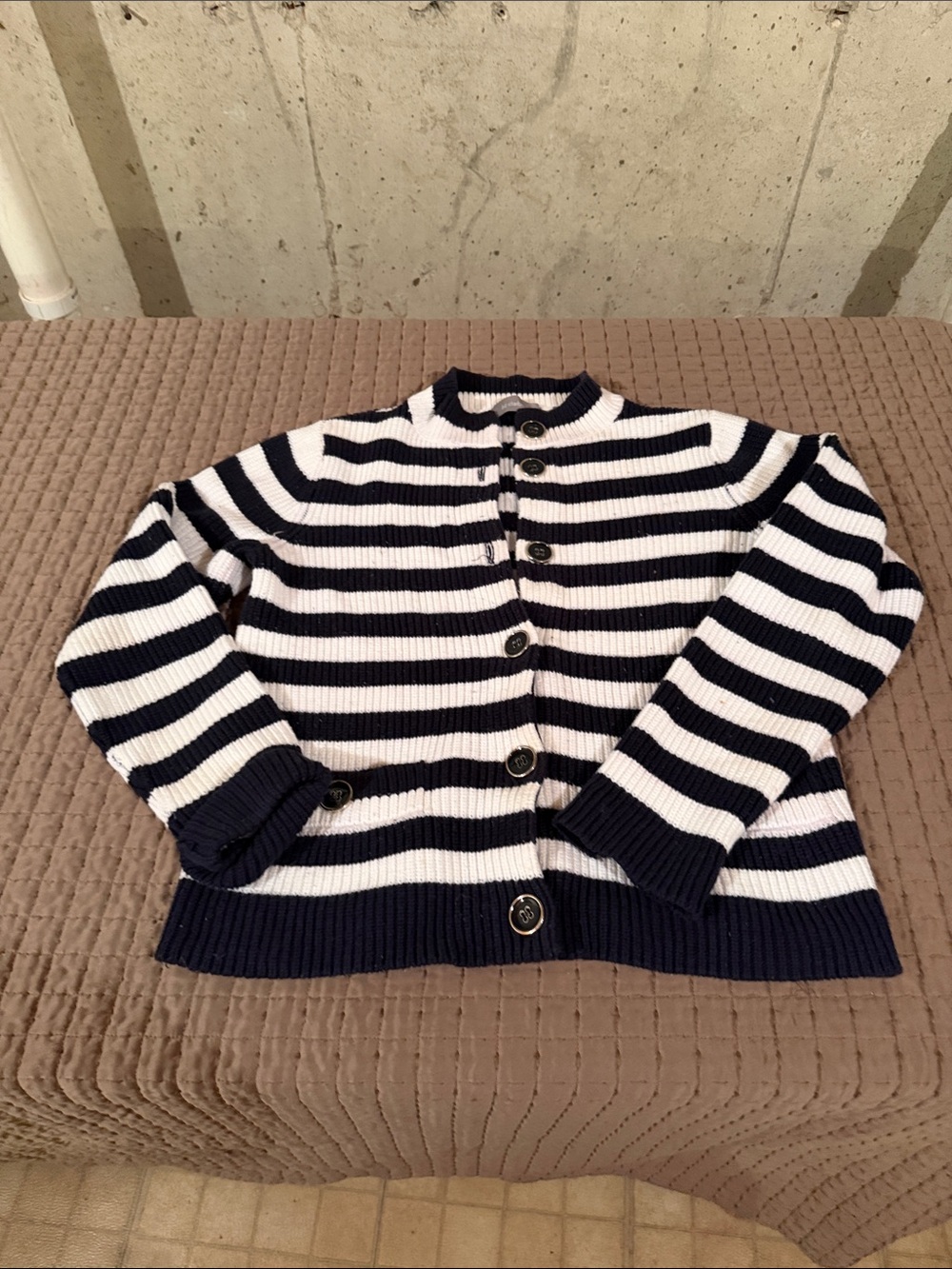 Kids Navy & White Striped Cardigan Jacket